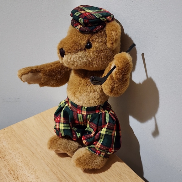 Vintage Poseable Teddy Bear With Golf Club, Golf Pants & Hat. - Picture 3 of 12